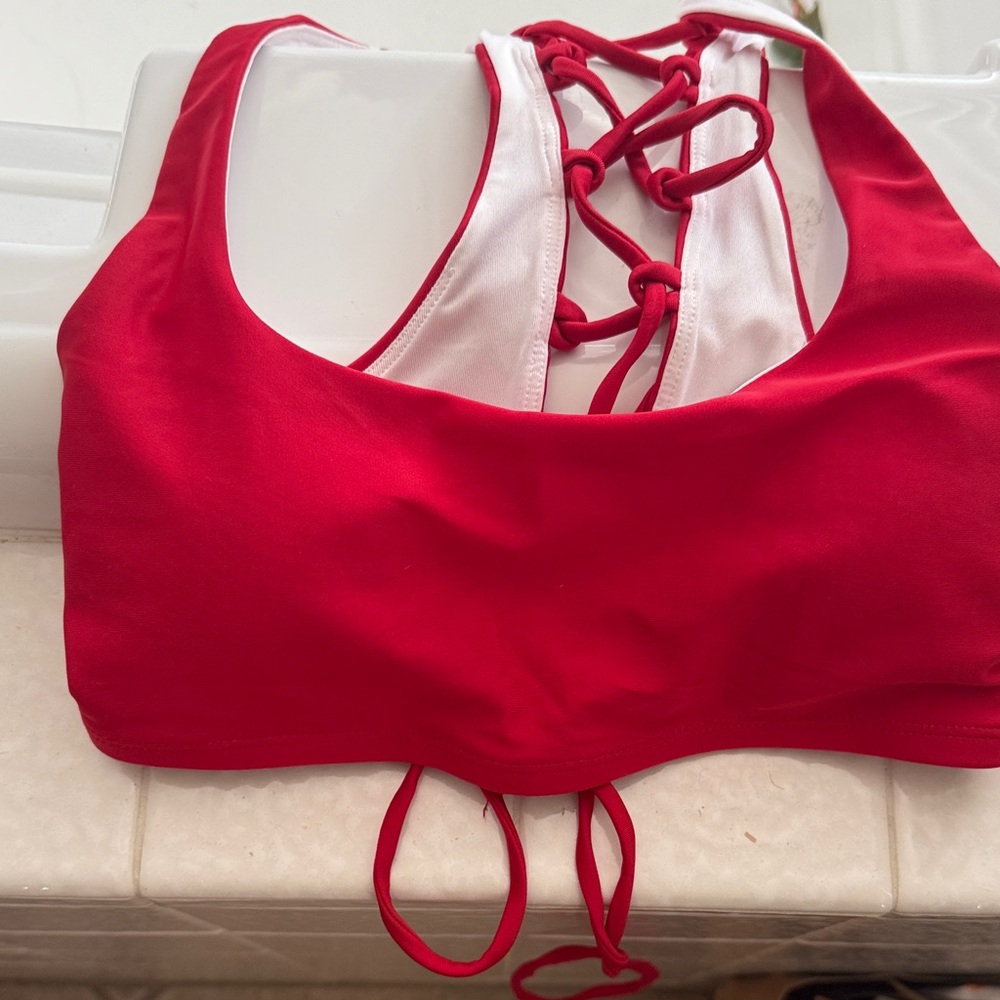 Red Lace-Up Women's Born Primitive swim top